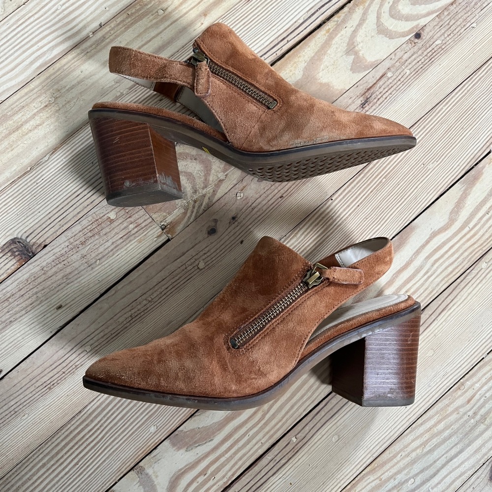 Cole Haan Grand Ambition British Tan‎ Suede Slingback Booties Size 7.5 W19448 - Picture 6 of 9